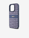 DKNY Cover posteriore con motivo a righe tonali in pelle PU per iPhone 15 Pro Max Blu DKNY