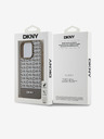 DKNY Cover posteriore MagSafe in pelle PU con motivo a righe in basso per iPhone 13 Pro Max marrone DKNY