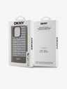 DKNY Cover posteriore MagSafe in pelle PU con motivo a righe in basso per iPhone 13 Pro marrone DKNY