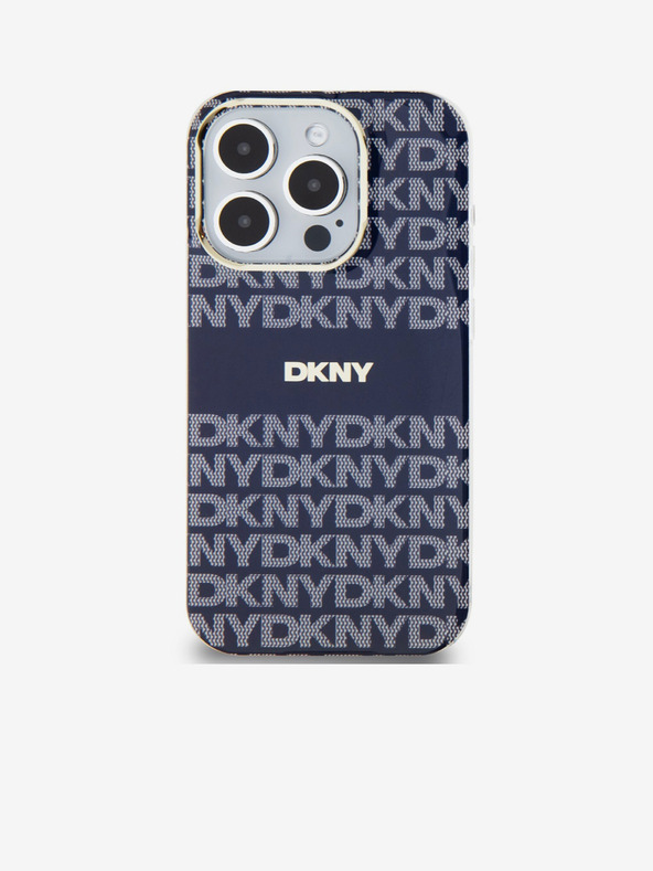DKNY PC/TPU Ripetizione modello Tonal Stripe Magsafe Back Cover per iPhone 15 Pro blu DKNY