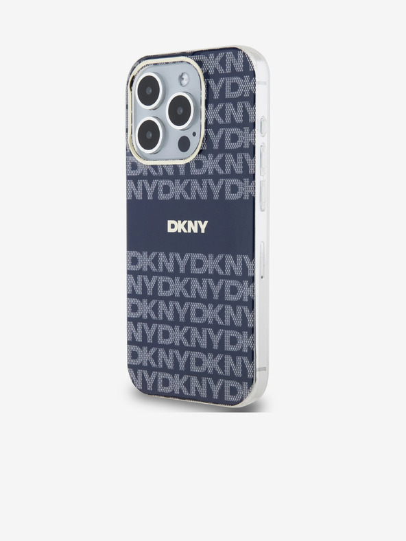 DKNY PC/TPU Ripetizione modello Tonal Stripe Magsafe Back Cover per iPhone 15 Pro blu DKNY
