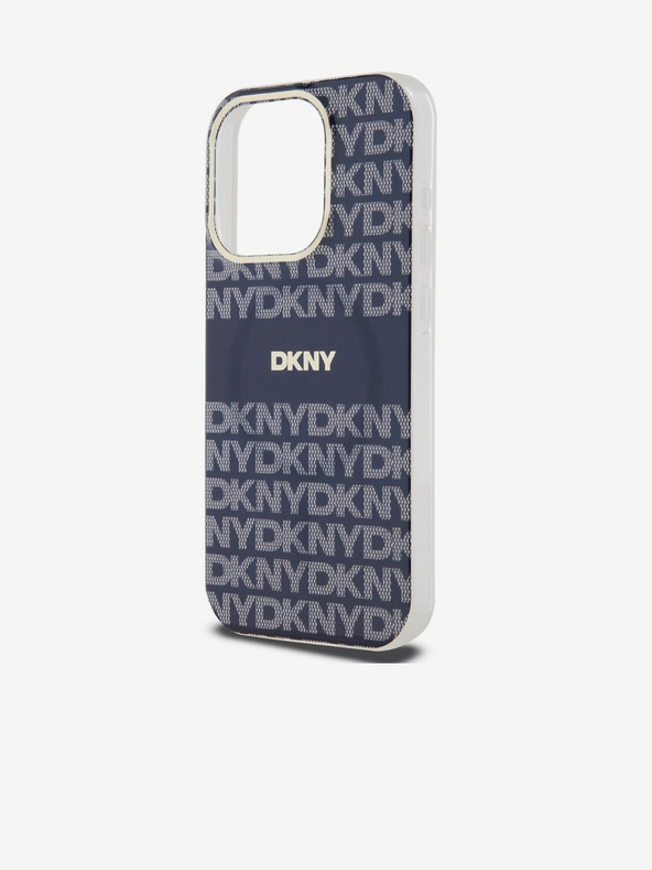 DKNY PC/TPU Ripetizione modello Tonal Stripe Magsafe Back Cover per iPhone 15 Pro blu DKNY
