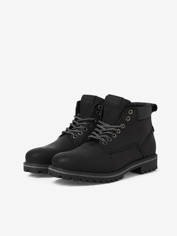 Jack & Jones Stivaletti in pelle da uomo neri Jack & Jones Queens