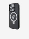 Karl Lagerfeld Ringstand Karl e Choupette MagSafe Back Cover per iPhone 15 Pro Nero Karl Lagerfeld