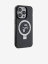 Karl Lagerfeld Ringstand Karl e Choupette MagSafe Back Cover per iPhone 15 Pro Nero Karl Lagerfeld
