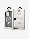 Karl Lagerfeld Ringstand Karl e Choupette MagSafe Back Cover per iPhone 15 Pro Nero Karl Lagerfeld