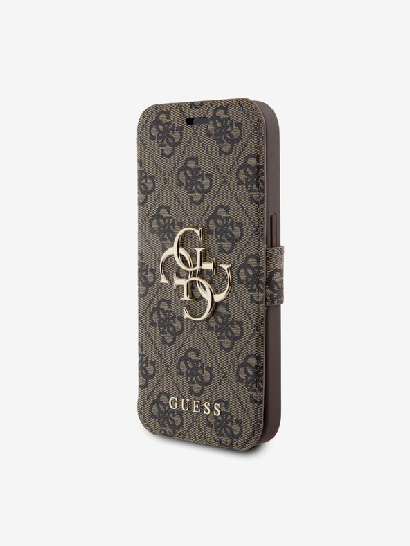 Guess Custodia a libro Guess in pelle PU 4G Metal Logo per iPhone 15 Pro Max Marrone