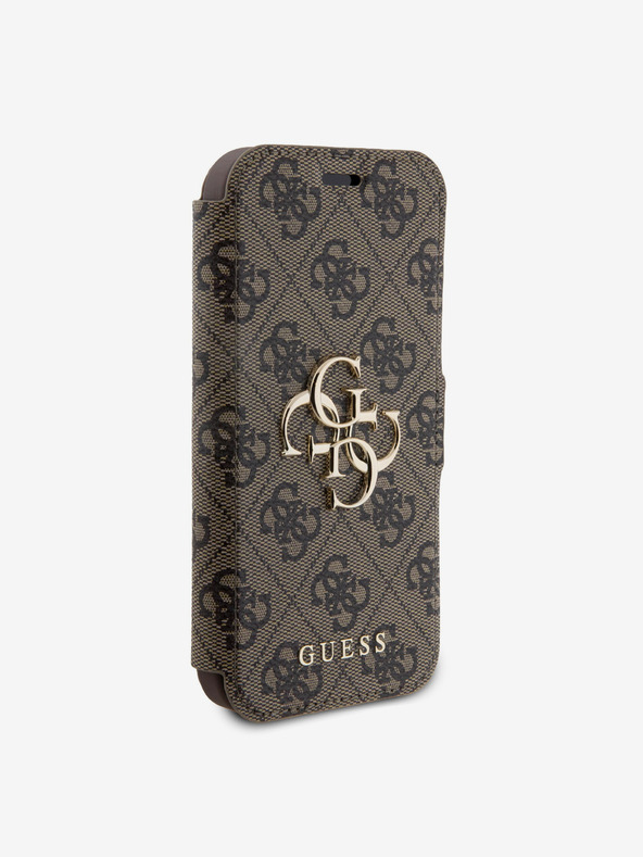 Guess Custodia a libro Guess in pelle PU 4G Metal Logo per iPhone 15 Pro Max Marrone
