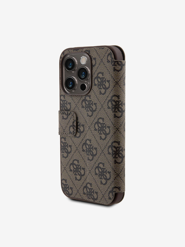 Guess Custodia a libro Guess in pelle PU 4G Metal Logo per iPhone 15 Pro Max Marrone