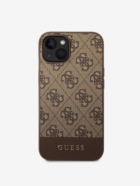 Guess Guess PU 4G Cover posteriore a righe per iPhone 14 Brown
