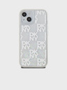 DKNY Cover posteriore con motivo a scacchiera in glitter liquido per iPhone 15 trasparente DKNY