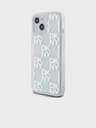 DKNY Cover posteriore con motivo a scacchiera in glitter liquido per iPhone 15 trasparente DKNY