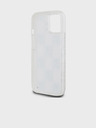 DKNY Cover posteriore con motivo a scacchiera in glitter liquido per iPhone 15 trasparente DKNY