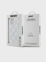 DKNY Cover posteriore con motivo a scacchiera in glitter liquido per iPhone 15 trasparente DKNY