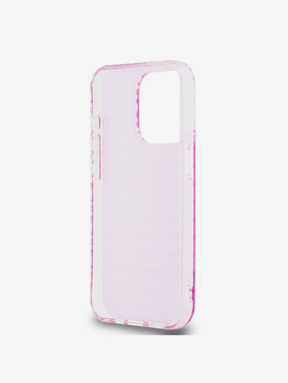DKNY Cover posteriore con motivo a ripetizione PC/TPU per iPhone 15 Pro Max rosa DKNY