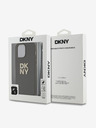 DKNY PU pelle Stack Logo cinturino da polso copertura posteriore per iPhone 15 Pro Brown DKNY