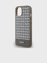 DKNY Cover posteriore MagSafe in pelle PU con motivo a righe sul fondo per iPhone 15 marrone DKNY
