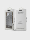 DKNY Cover posteriore MagSafe in pelle PU con motivo a righe sul fondo per iPhone 15 marrone DKNY