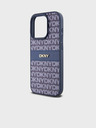DKNY Cover posteriore con motivo a righe tonali in pelle PU per iPhone 14 Pro Blue DKNY