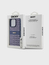 DKNY Cover posteriore con motivo a righe tonali in pelle PU per iPhone 14 Pro Blue DKNY
