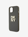 DKNY PU pelle Stack Logo cinturino da polso copertura posteriore per iPhone 13 Brown DKNY