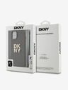 DKNY PU pelle Stack Logo cinturino da polso copertura posteriore per iPhone 13 Brown DKNY