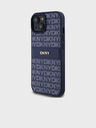 DKNY Cover posteriore con motivo a righe tonali in pelle PU per iPhone 15 blu DKNY