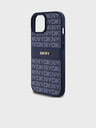 DKNY Cover posteriore con motivo a righe tonali in pelle PU per iPhone 15 blu DKNY
