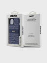 DKNY Cover posteriore con motivo a righe tonali in pelle PU per iPhone 15 blu DKNY