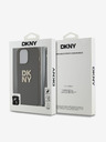 DKNY PU Leather Stack Logo Custodia posteriore con cinturino da polso per iPhone 14 Pro Max Brown DKNY
