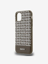 DKNY Cover posteriore MagSafe in pelle PU con motivo a righe sul fondo per iPhone 11 marrone DKNY