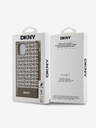 DKNY Cover posteriore MagSafe in pelle PU con motivo a righe sul fondo per iPhone 11 marrone DKNY