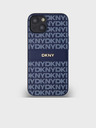 DKNY Cover posteriore con motivo a righe tonali in pelle PU per iPhone 14 blu DKNY