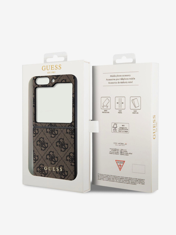 Guess Custodia posteriore con charm 4G di Guess per Samsung Galaxy Z Flip 5 marrone