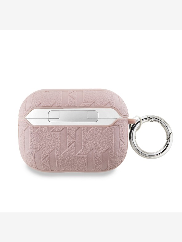 Karl Lagerfeld Custodia con testa Karl Lagerfeld in PU in rilievo per AirPods Pro 2 rosa