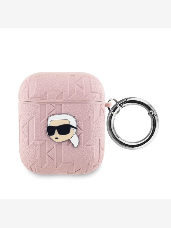 Karl Lagerfeld Custodia in PU a rilievo per AirPods 1/2 Rosa Karl Lagerfeld