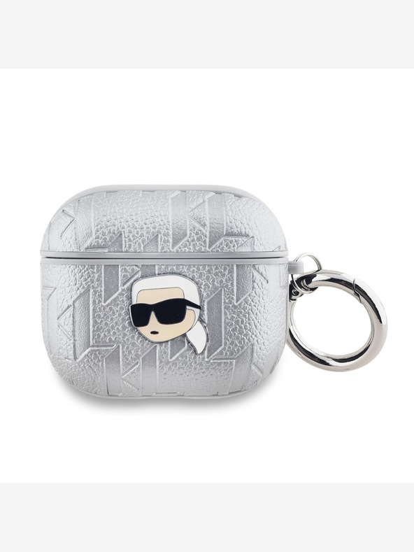 Karl Lagerfeld Custodia in PU con testa di Karl in rilievo per AirPods 3 Argento Karl Lagerfeld