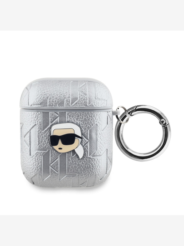 Karl Lagerfeld Custodia Karl Lagerfeld con logo Karl Head in PU in rilievo per AirPods 1/2 Argento