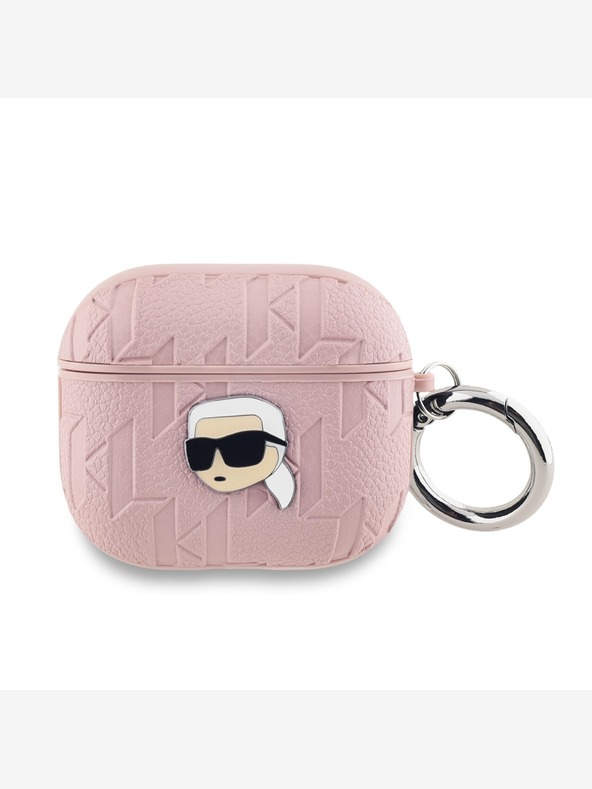 Karl Lagerfeld Custodia con testa di Karl in PU in rilievo per AirPods 3 Rosa Karl Lagerfeld