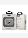 Karl Lagerfeld Karl Lagerfeld Custodia con testa di Karl e Choupette in PU in rilievo per AirPods Pro Argento