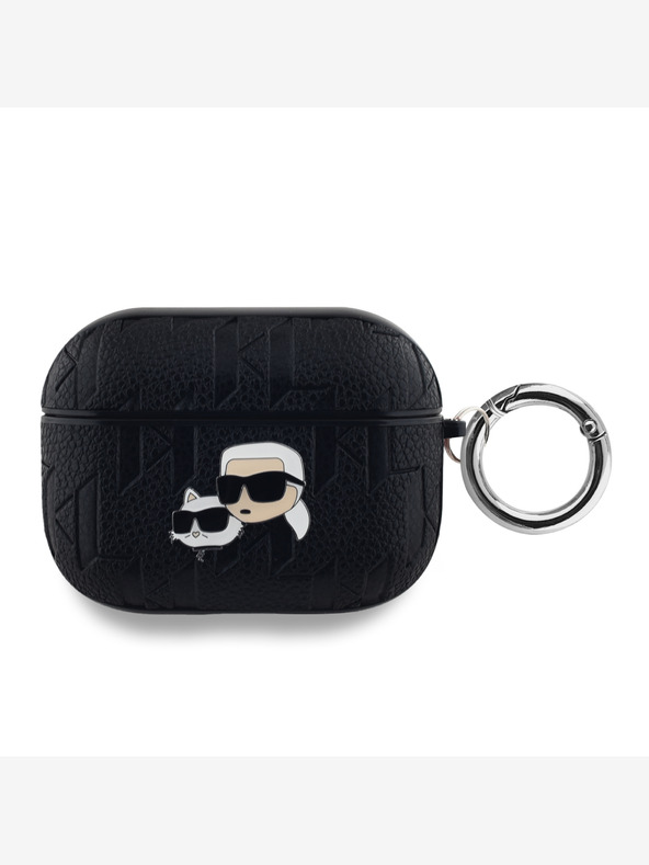 Karl Lagerfeld Custodia con teste di Karl e Choupette in PU in rilievo per AirPods Pro nero Karl Lagerfeld