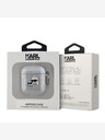 Karl Lagerfeld Custodia in PU con teste di Karl e Choupette in rilievo per AirPods 1/2 Silver Karl Lagerfeld