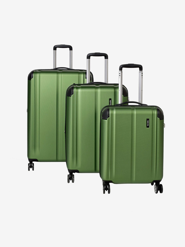 Travelite Set di tre valigie Travelite City 4w verdi S,M,L Verde