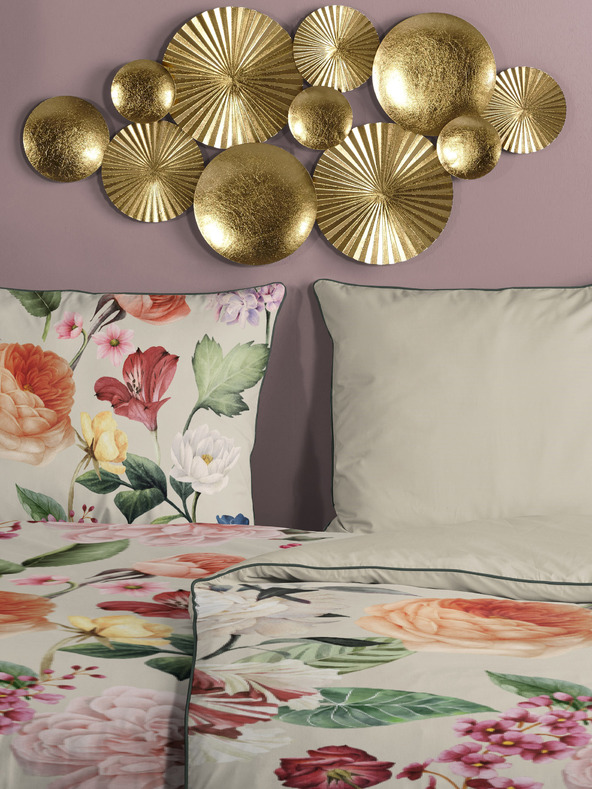Descanso Biancheria da letto reversibile Descanso Fiori a fantasia beige 140 x 200 cm