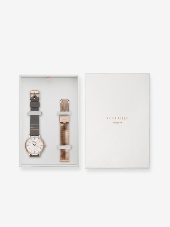 Rosefield Set regalo di orologi Rosefield West Village WEGTR-X184 in oro rosa
