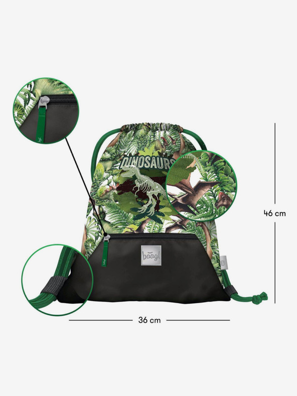 BAAGL  Borsa verde con tasca Baagl Dinosauri