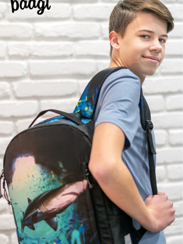 BAAGL  Zaino nero Baagl eARTh - Squalo di Lukero