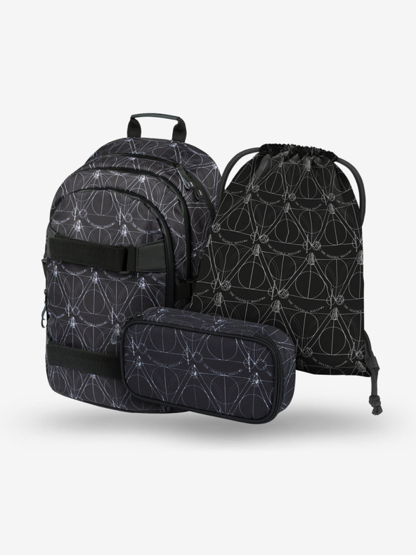 BAAGL  Set scuola nero - zaino, astuccio, borsa Baagl Skate Harry Potter Doni della Morte