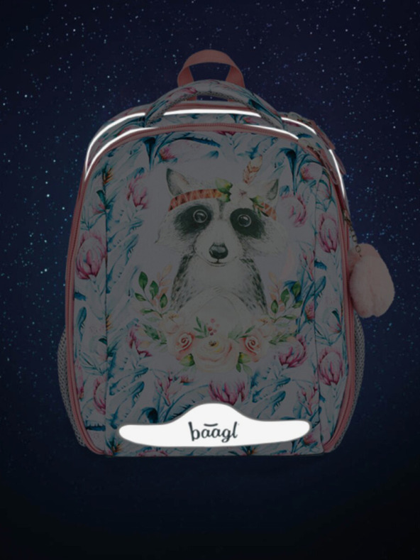 BAAGL  Zaino scuola bianco Baagl Shelly Raccoon