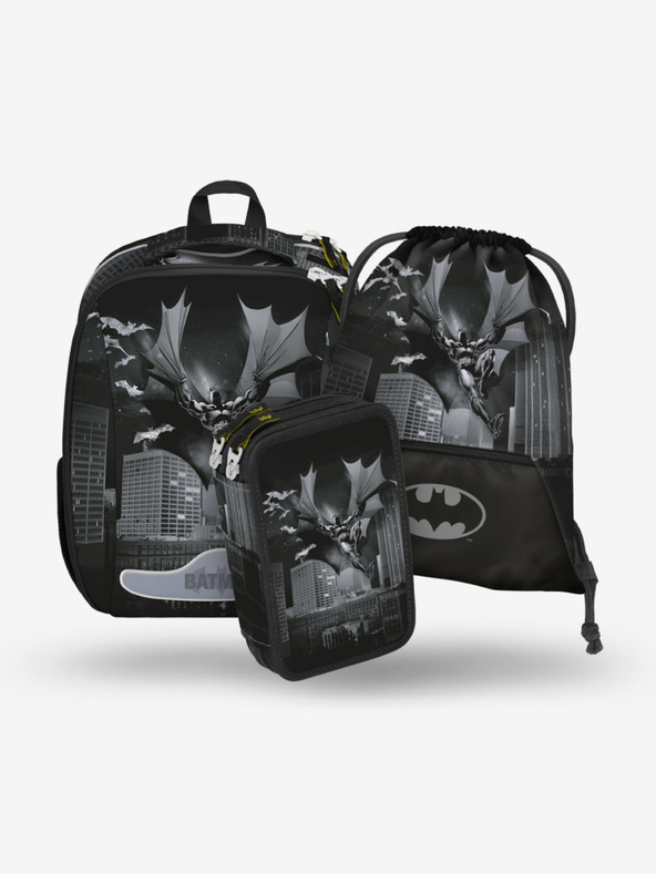 BAAGL  Set scuola nero - cartella, astuccio, borsa Baagl Shelly Batman Dark City